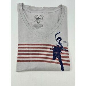 TRUNK LTD BRUCE SPRINGTEEN V-NECK GREY BAND TEE T-SHIRT TOP BORN IN USA WOMEN M